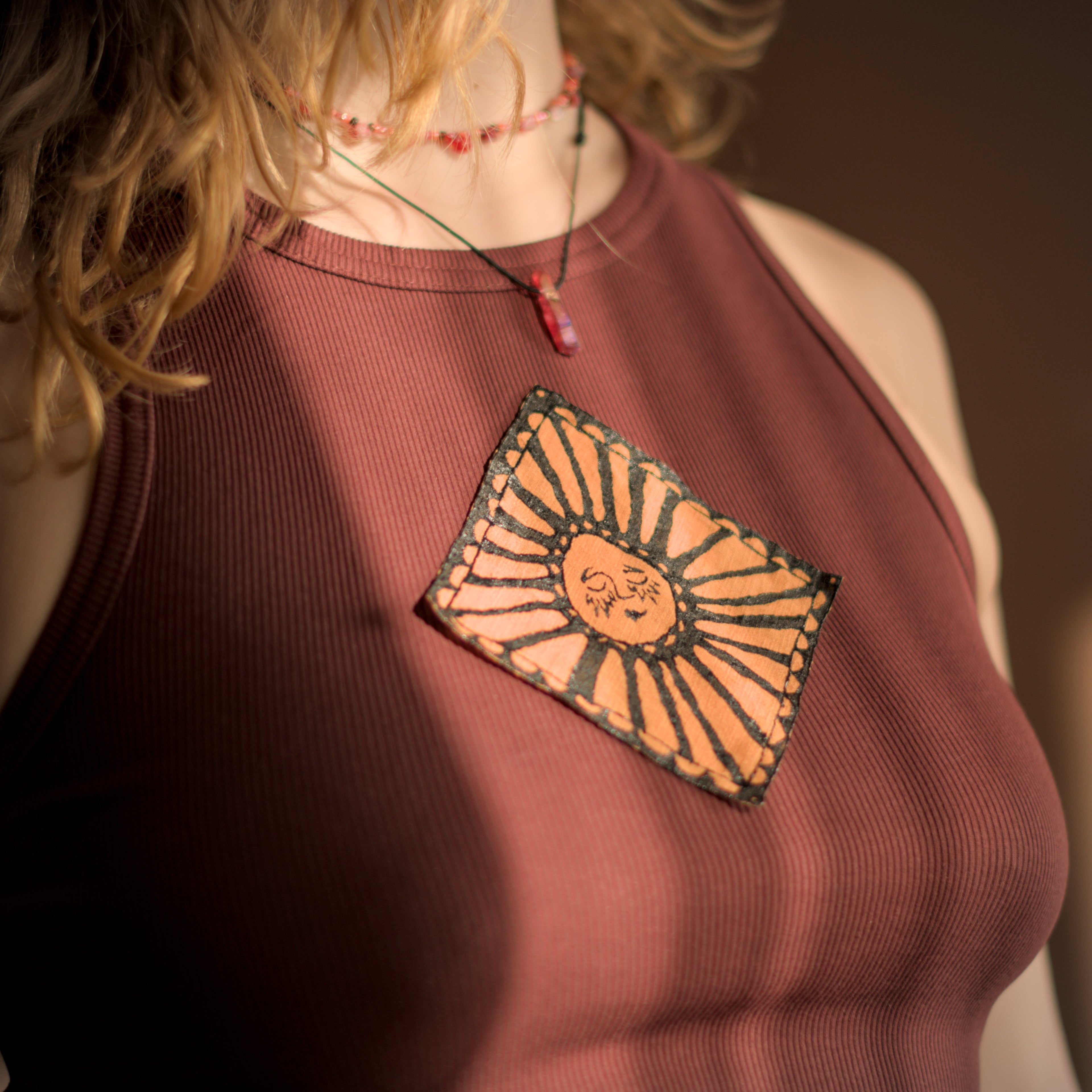 Boho Sunshine slow fashion outfit with iron-on patch