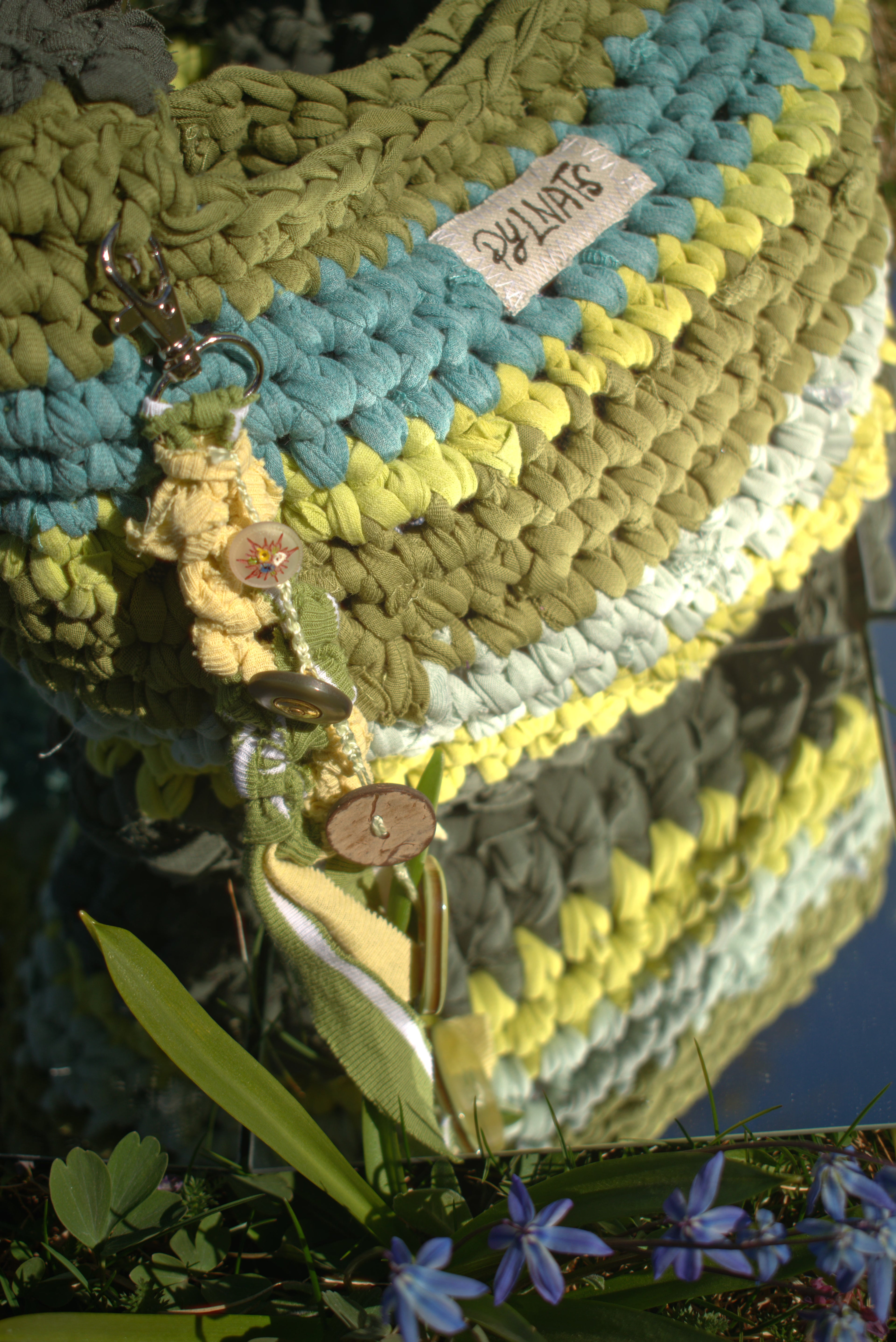 handmade bag charm with buttons