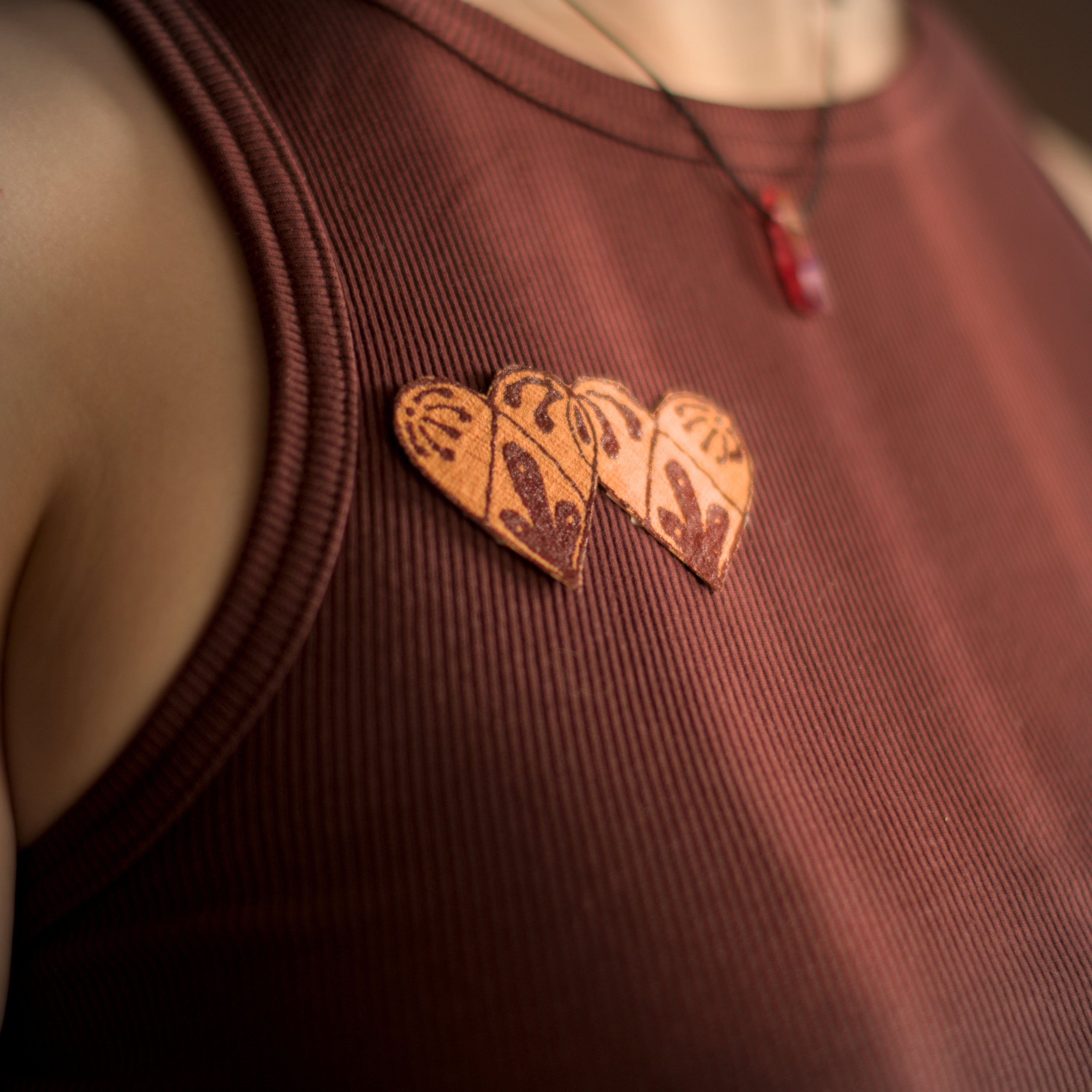 handmade heart iron on patch for jacket