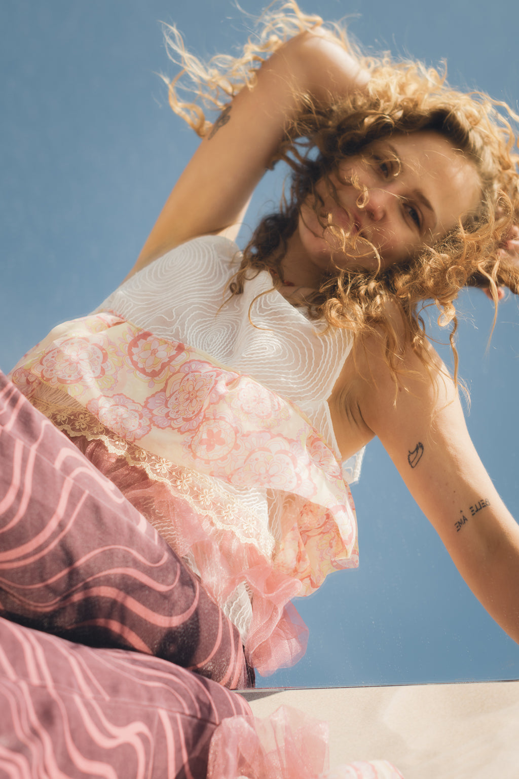 Sustainable upcycled women’s blouse photographed in natural light